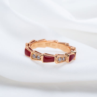 [LORA]SERPENTI RING PINK GOLD CARNELIAN DIAMOND 3MM
