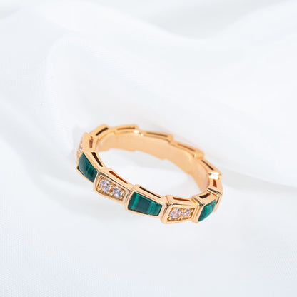 [LORA]SERPENTI RING PINK GOLD MALACHITE DIAMOND 3MM