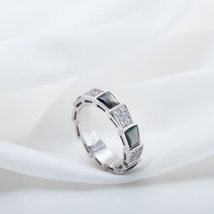 [LORA]SERPENTI RING SILVER DIAMOND BLACK MOP 4MM