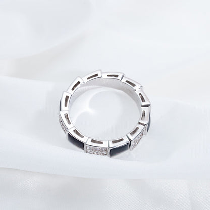 [LORA]SERPENTI RING SILVER DIAMOND BLACK MOP 4MM