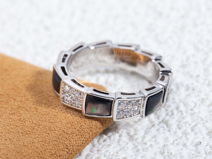 [LORA]SERPENTI RING SILVER DIAMOND BLACK MOP 4MM