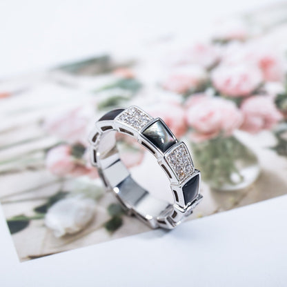 [LORA]SERPENTI RING SILVER DIAMOND BLACK MOP 4MM