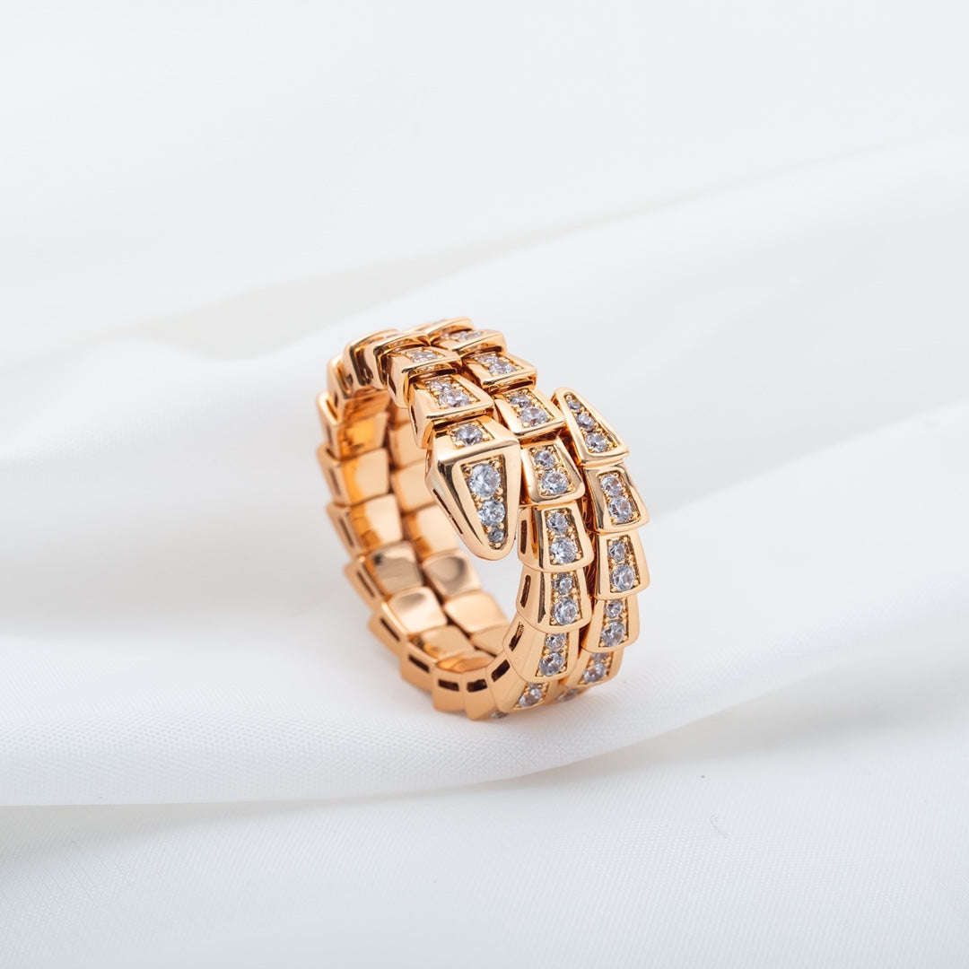 [LORA]SERPENTI RING PINK GOLD DIAMOND DOUBLE ROW