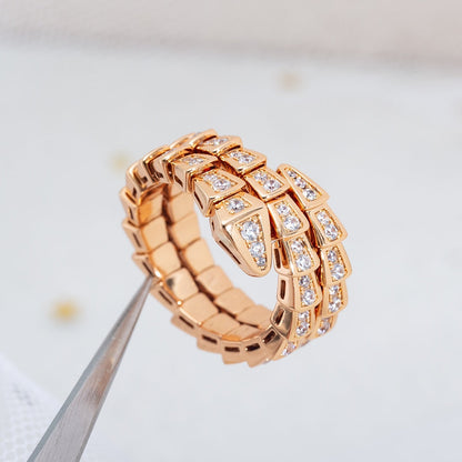 [LORA]SERPENTI RING PINK GOLD DIAMOND DOUBLE ROW
