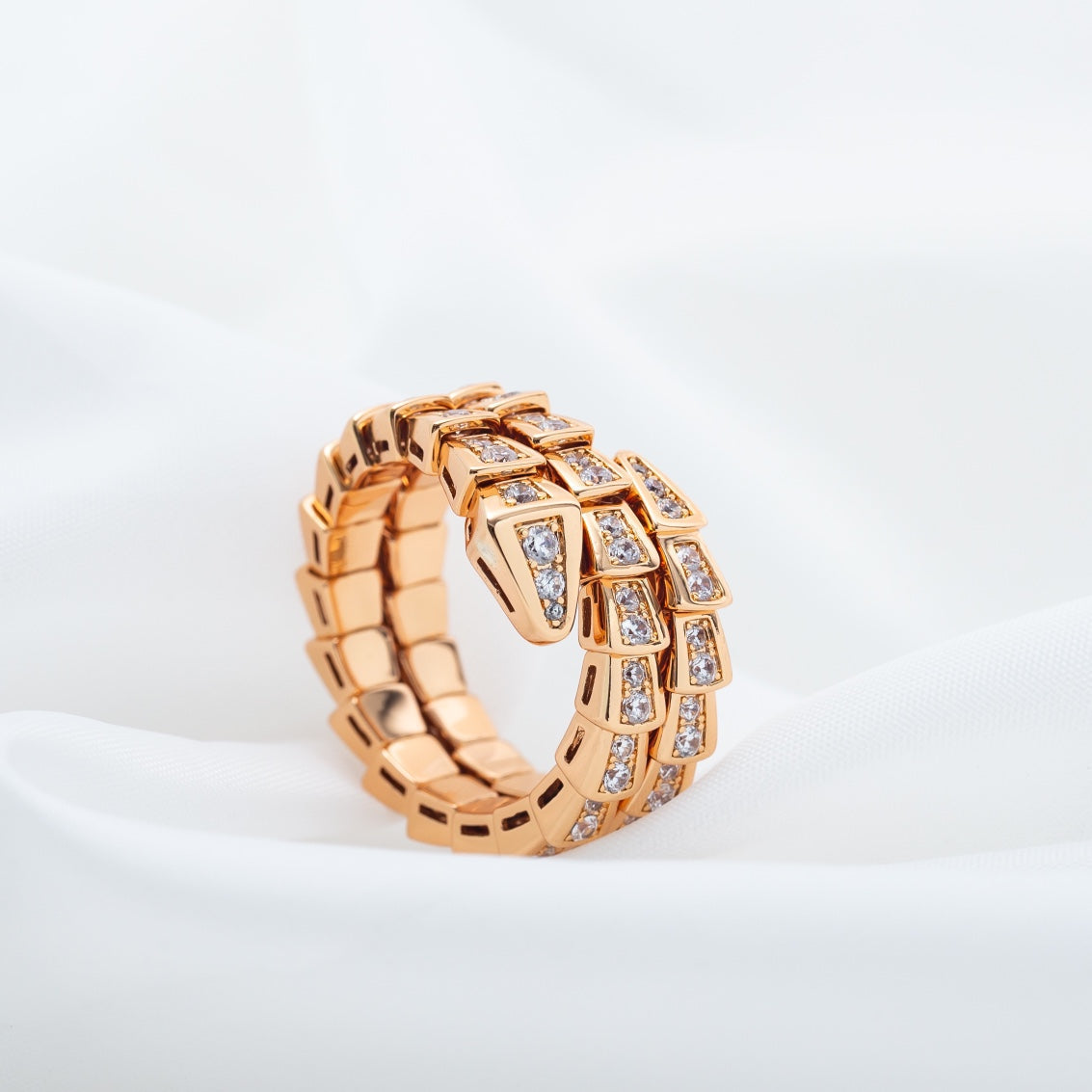 [LORA]SERPENTI RING PINK GOLD DIAMOND DOUBLE ROW