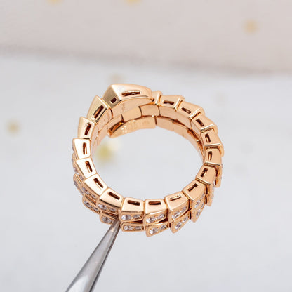 [LORA]SERPENTI RING PINK GOLD DIAMOND DOUBLE ROW