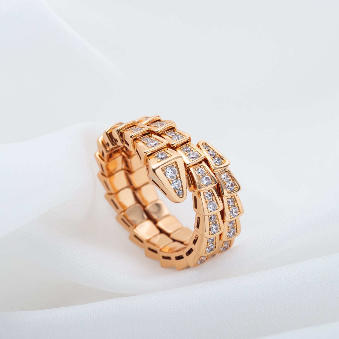 [LORA]SERPENTI RING PINK GOLD DIAMOND DOUBLE ROW