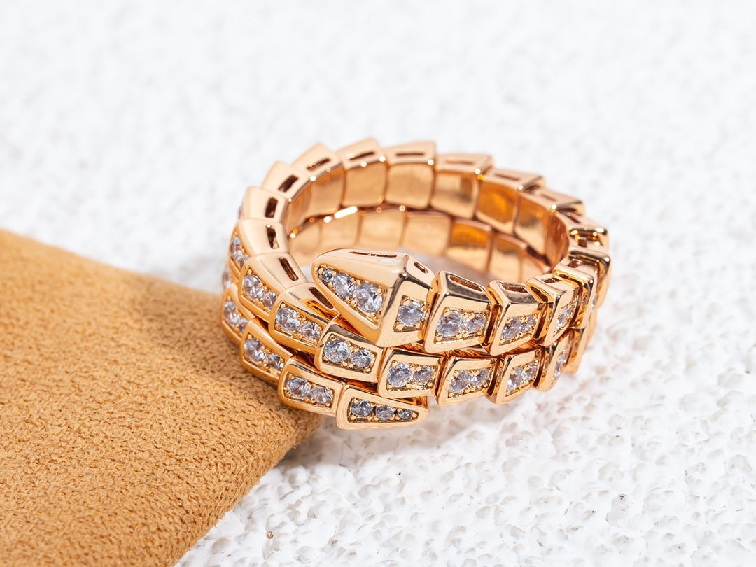 [LORA]SERPENTI RING PINK GOLD DIAMOND DOUBLE ROW