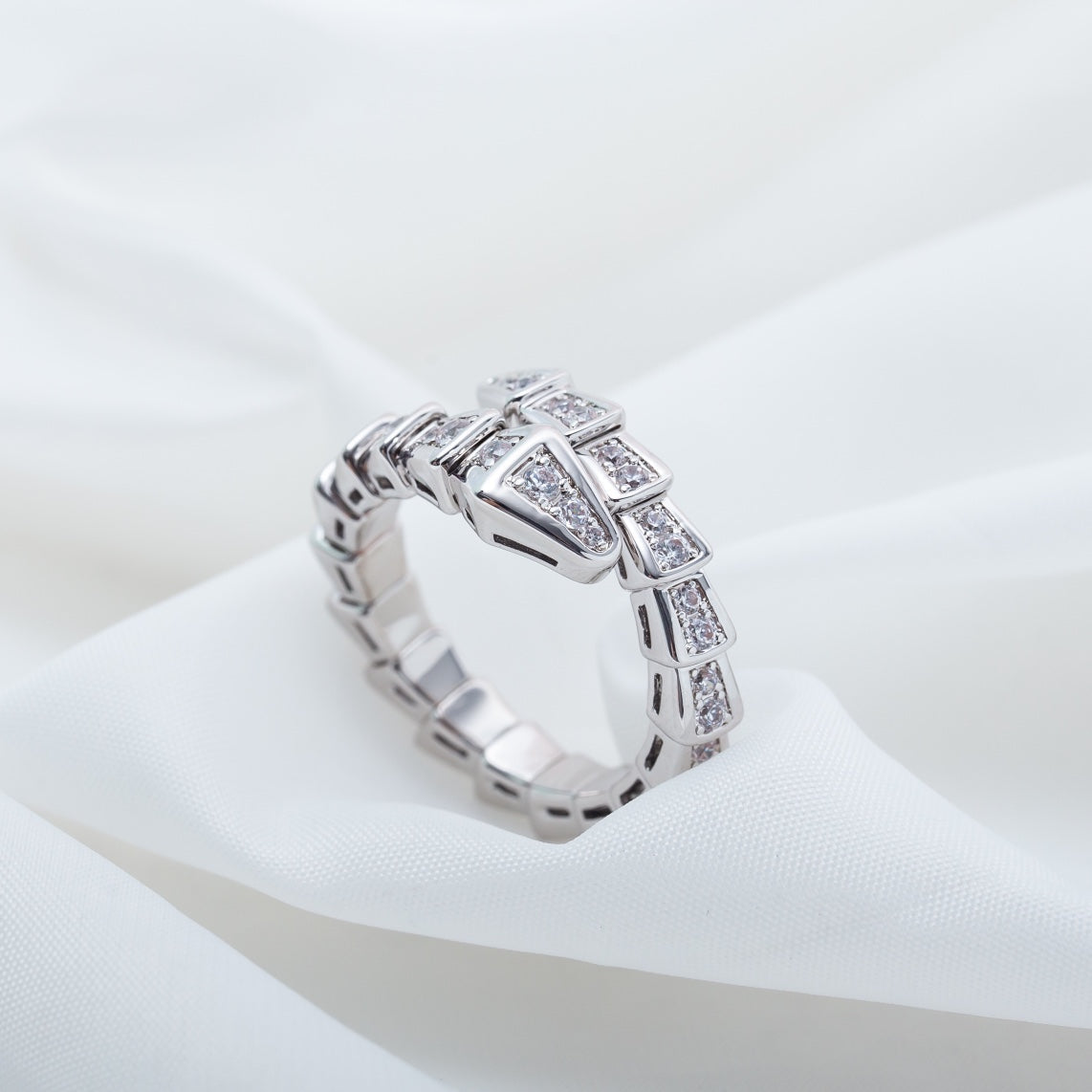[LORA]SERPENTI RING SILVER DIAMOND PAVED 4MM