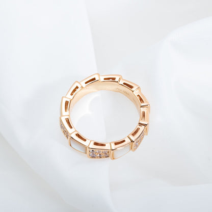 [LORA]SERPENTI RING PINK GOLD MOP DIAMOND PAVED 4MM