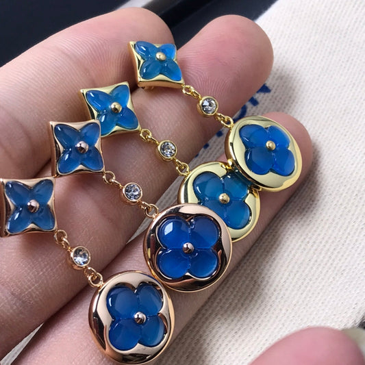[LORA]STAR AND SUN AGATE DIAMOND EARRINGS