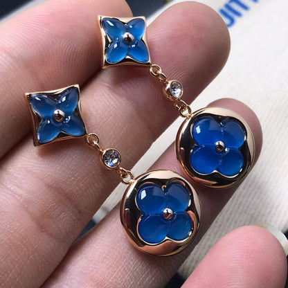 [LORA]STAR AND SUN AGATE DIAMOND EARRINGS
