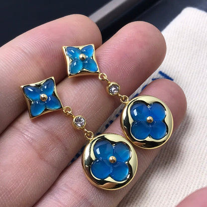 [LORA]STAR AND SUN AGATE DIAMOND EARRINGS