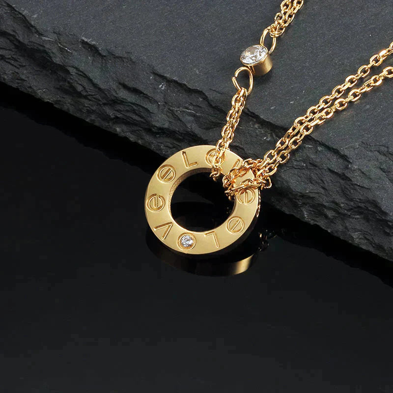 [LORA] LOVE NECKLACE 16MM 2 DIAMONDS
