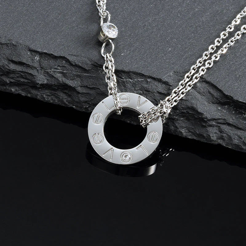 [LORA] LOVE NECKLACE 16MM 2 DIAMONDS
