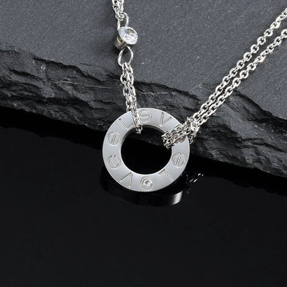 [LORA] LOVE NECKLACE 16MM 2 DIAMONDS