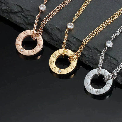 [LORA] LOVE NECKLACE 16MM 2 DIAMONDS