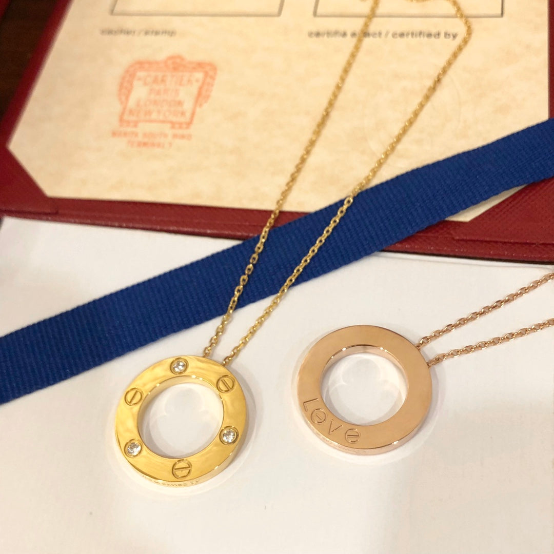 [LORA]LOVE NECKLACE 16MM 3 DIAMONDS