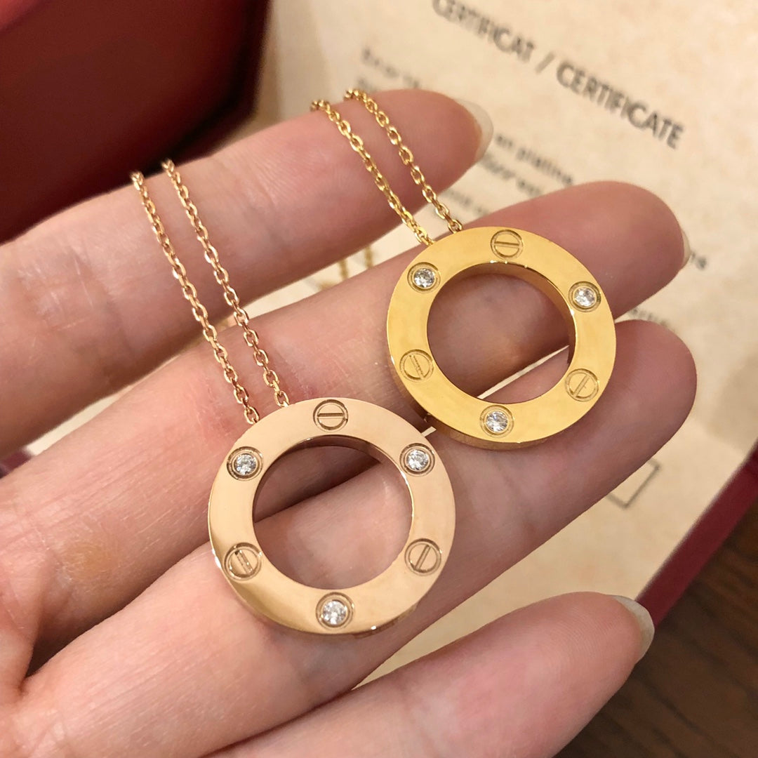 [LORA]LOVE NECKLACE 16MM 3 DIAMONDS