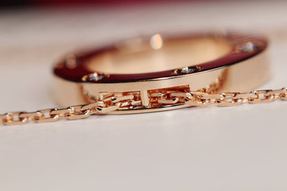 [LORA]LOVE NECKLACE 16MM 6 DIAMONDS PINK GOLD