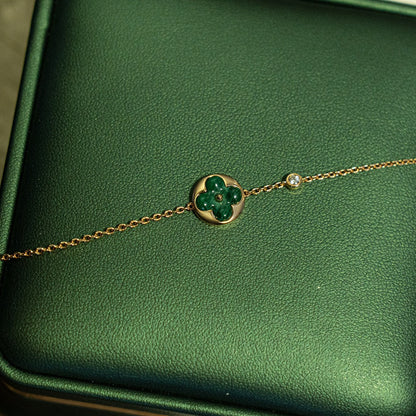 [LORA]SUN MALACHITE 1 DIAMOND PINK GOLD BRACELET