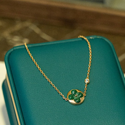 [LORA]SUN MALACHITE 1 DIAMOND PINK GOLD BRACELET