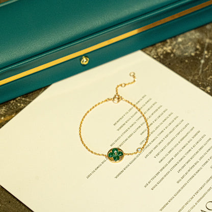 [LORA]SUN MALACHITE 1 DIAMOND PINK GOLD BRACELET