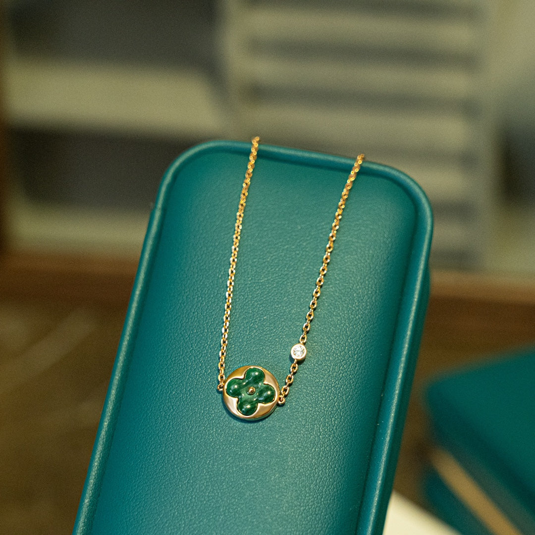 [LORA]SUN MALACHITE 1 DIAMOND PINK GOLD BRACELET