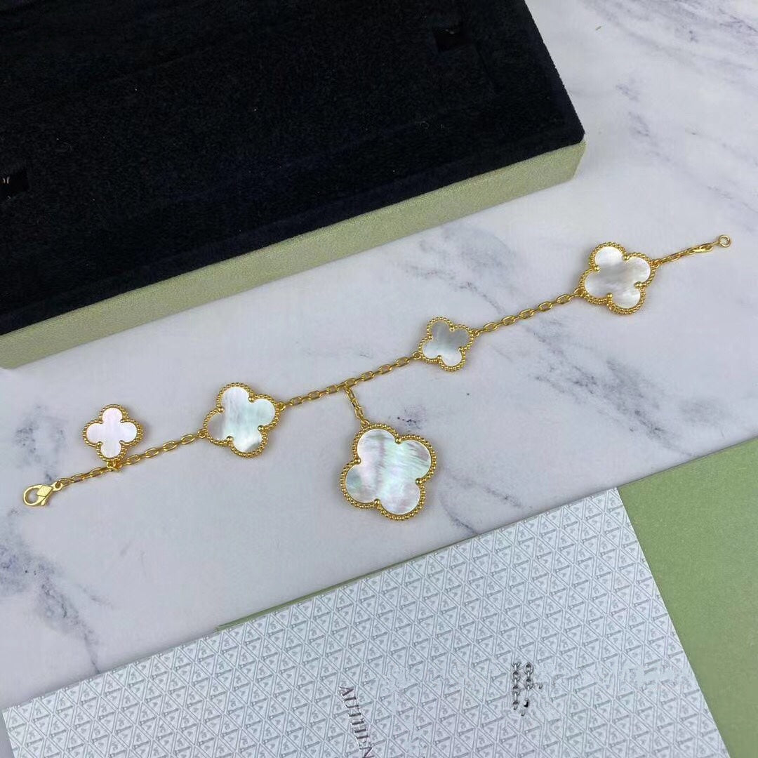 [LORA]MAGIC CLOVER MOP GOLD BRACELET 5 MOTIFS