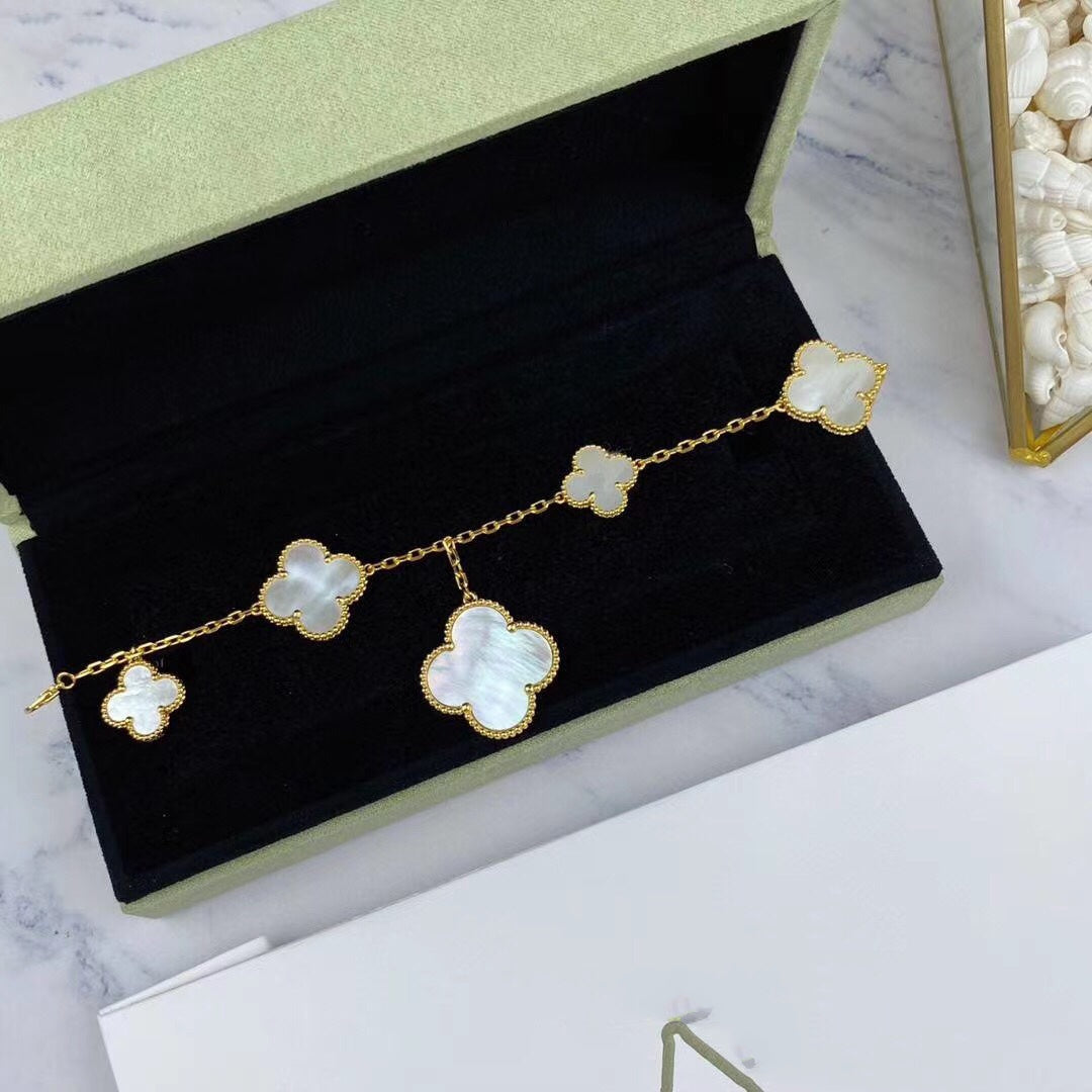 [Lora]MAGIC CLOVER MOP GOLD BRACELET 5 MOTIFS