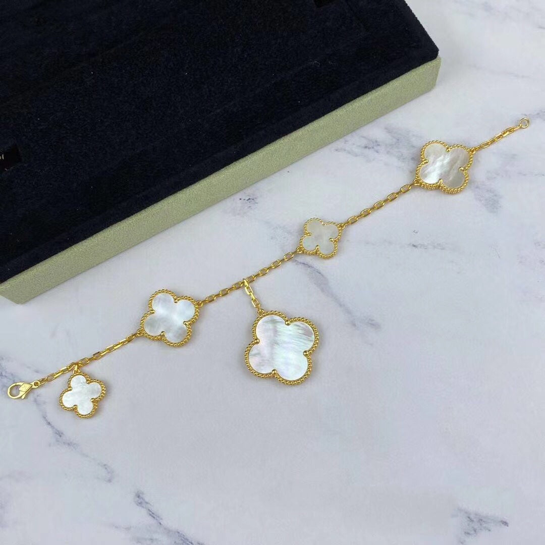 [LORA]MAGIC CLOVER MOP GOLD BRACELET 5 MOTIFS
