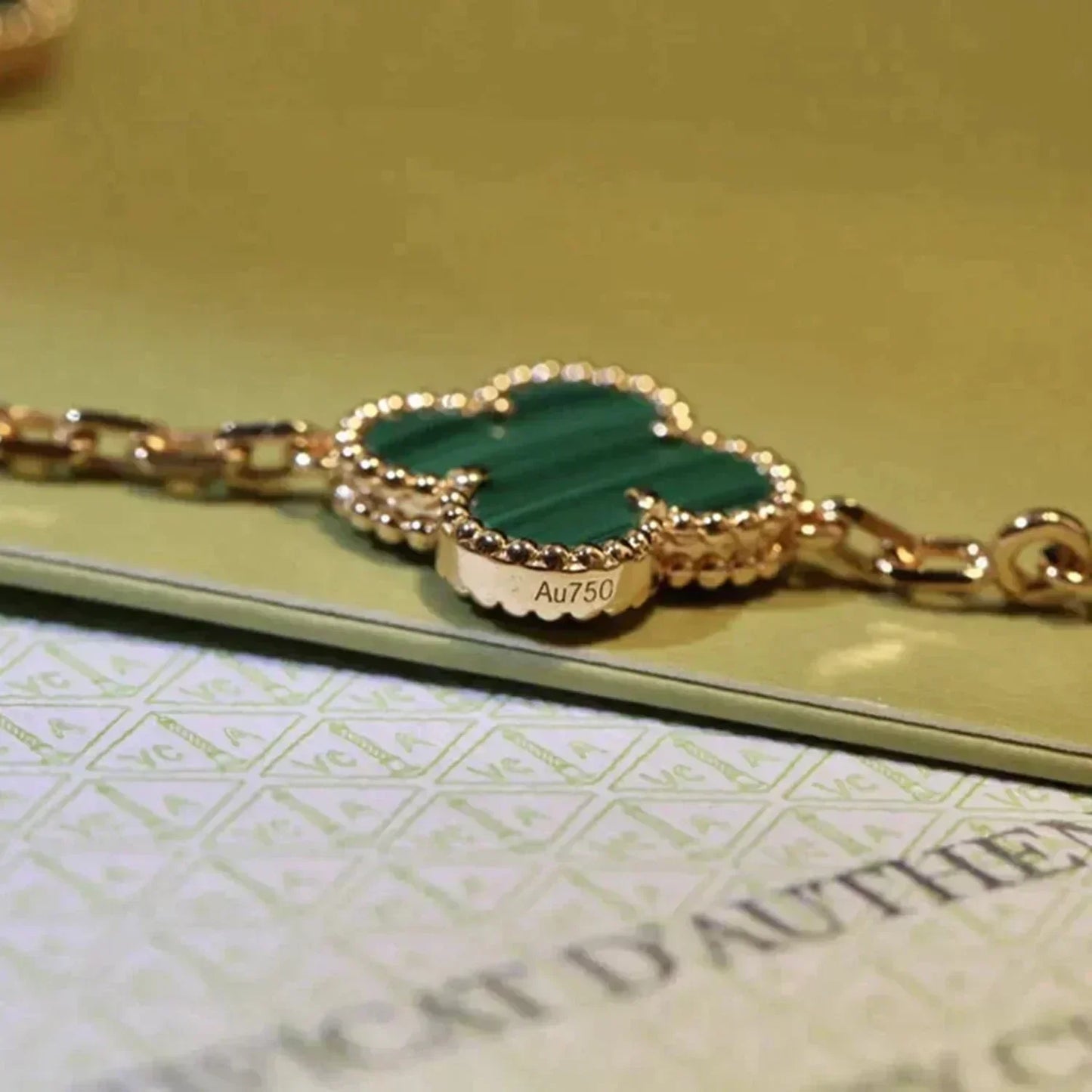 [LORA]CLOVER 5 MOTIFS MALACHITE BRACELET
