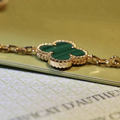 [LORA]CLOVER 5 MOTIFS MALACHITE BRACELET