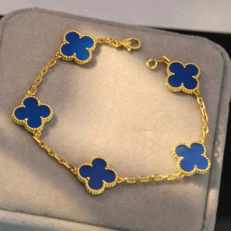 [Lora] CLOVER 5 MOTIF BLUE AGATE BRACELET COLLECTION