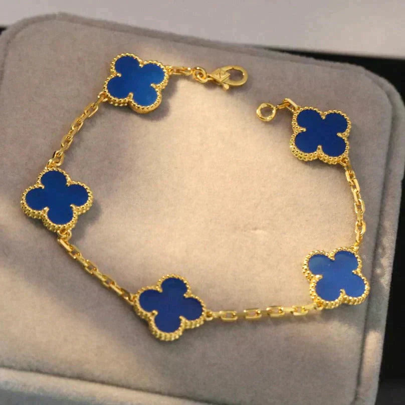 [LORA] CLOVER 5 MOTIF BLUE AGATE BRACELET COLLECTION