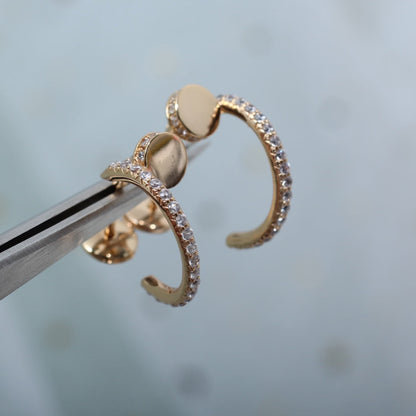 [LORA]JUSTE EARRINGS 12.75MM PINK GOLD DIAMOND