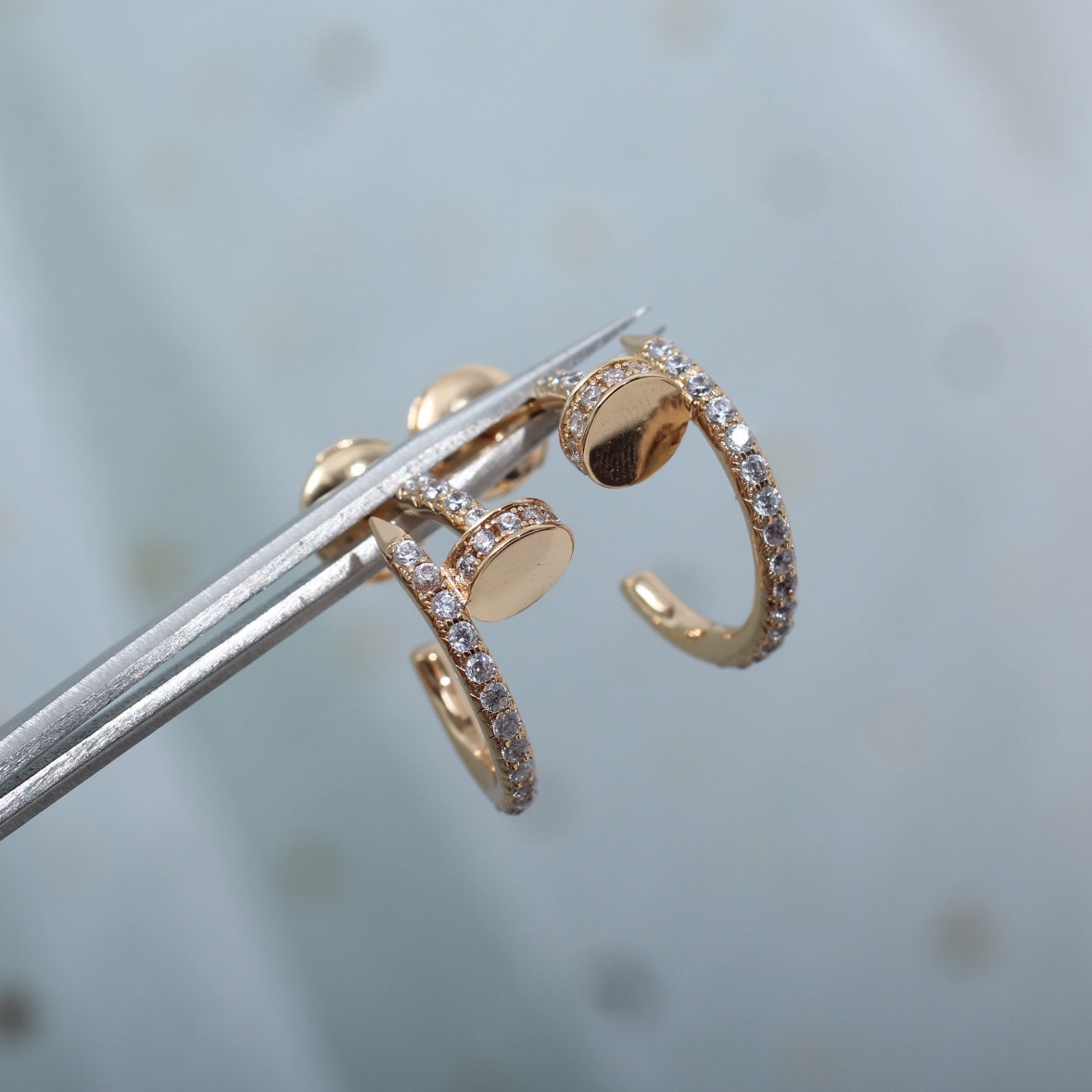 [LORA]JUSTE EARRINGS 12.75MM PINK GOLD DIAMOND