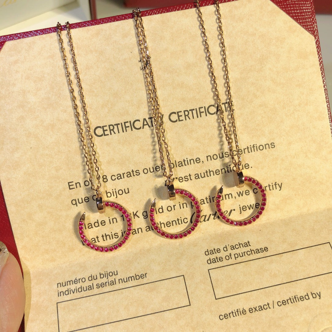 [LORA]JUSTE NECKLACE GOLD RED DIAMONDS