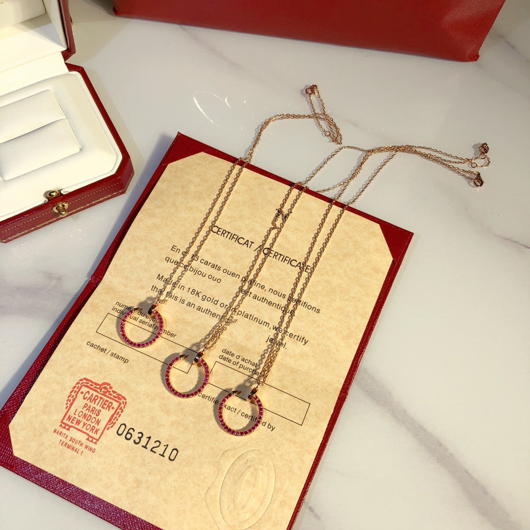 [LORA]JUSTE NECKLACE GOLD RED DIAMONDS