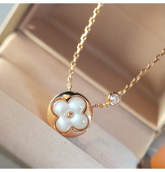 [LORA]SUN MOP GOLD 1 DIAMOND NECKLACE
