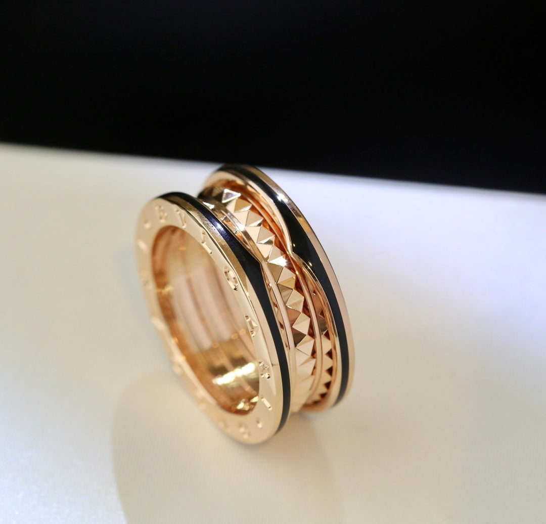 [LORA]ZERO 1 PINK GOLD BLACK CERAMIC RING
