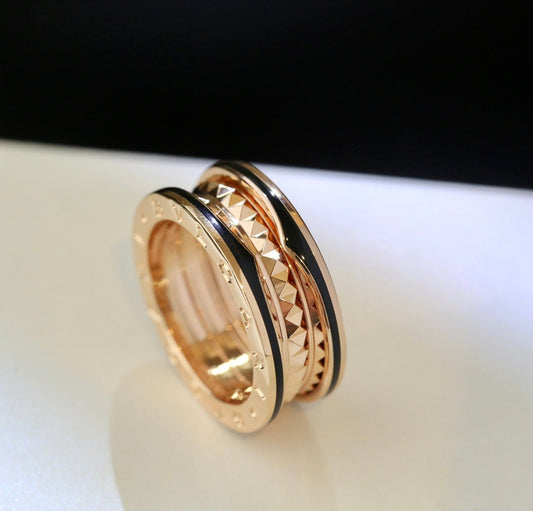 [LORA]ZERO 1 PINK GOLD BLACK CERAMIC RING