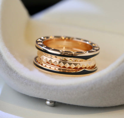 [LORA]ZERO 1 PINK GOLD BLACK CERAMIC RING