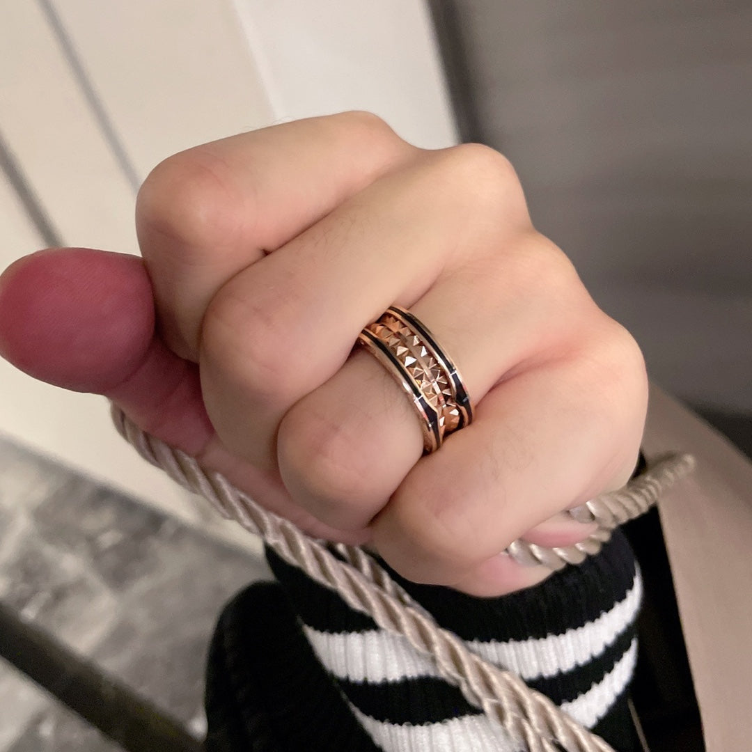 [LORA]ZERO 1 PINK GOLD BLACK CERAMIC RING
