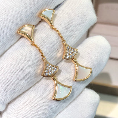[LORA]DREAM EARRINGS 3 MOTIFS DIAMOND MOP PINK GOLD