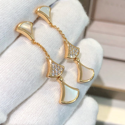 [LORA]DREAM EARRINGS 3 MOTIFS DIAMOND MOP PINK GOLD