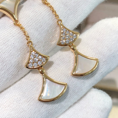 [LORA]DREAM EARRINGS 3 MOTIFS DIAMOND MOP PINK GOLD