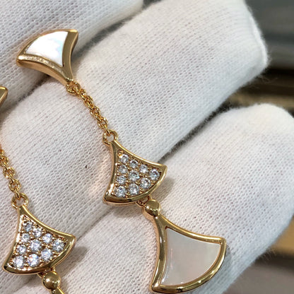 [LORA]DREAM EARRINGS 3 MOTIFS DIAMOND MOP PINK GOLD
