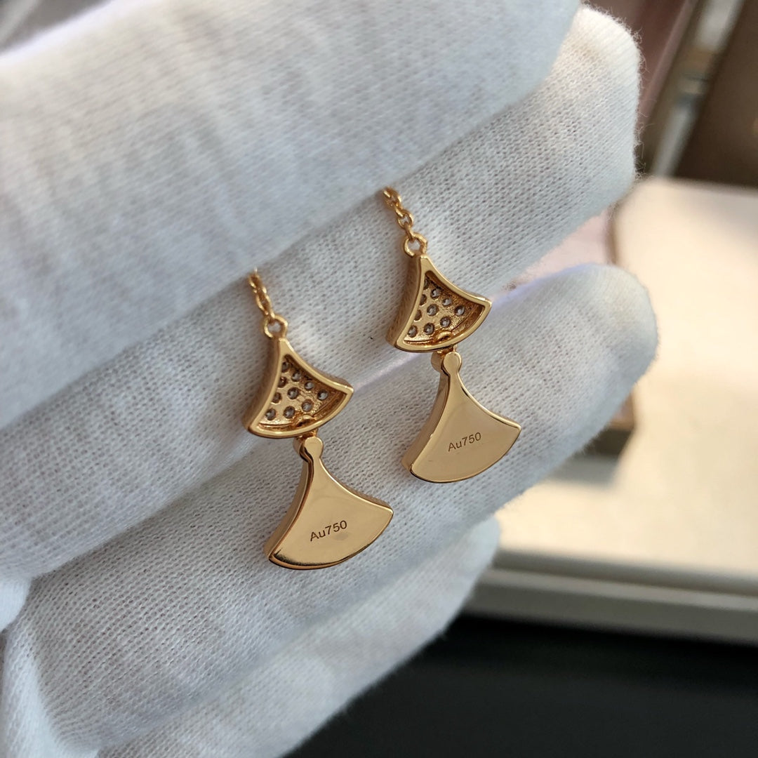 [LORA]DREAM EARRINGS 3 MOTIFS DIAMOND MOP PINK GOLD