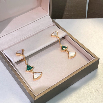 [LORA]DREAM EARRINGS 3 MOTIFS MALACHITE MOP PINK GOLD